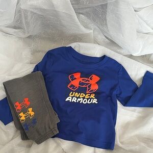 Under Armour Kids Blue and Gray Long Sleeve Tee